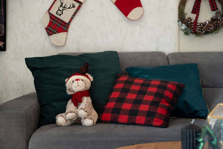Декоративна подушка Douceur d'interieur Noria блискуча 45 x 45 см Бірюзова (3574386120791) - зображення 4