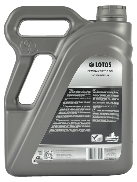 Масло моторное Lotos SEMISYNTHETIC SN 10W-40 4 л (WF-K405K00-0H0) - Фото 2 Масло моторное Lotos SEMISYNTHETIC SN 10W-40 4 л (WF-K405K00-0H0) - изображение 2