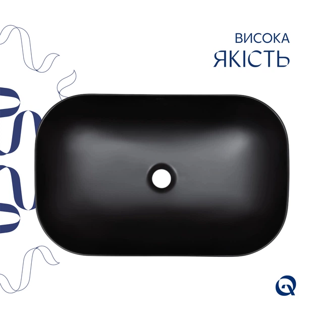 Раковина-чаша Qtap Robin 600x390x150 Matt black QT132143PMBMBN - изображение 4