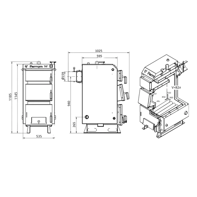 Котел твердопаливний сталевий Thermo Alliance Ferrum W V 5.0 FW 18 - зображення 9