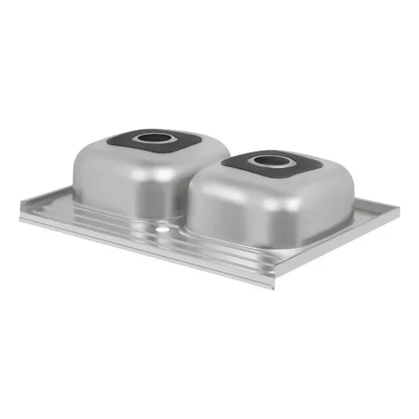 Кухонна мийка на дві чаші WEZER 7848(08) Satin 790x480x180 мм + сифон - изображение 3