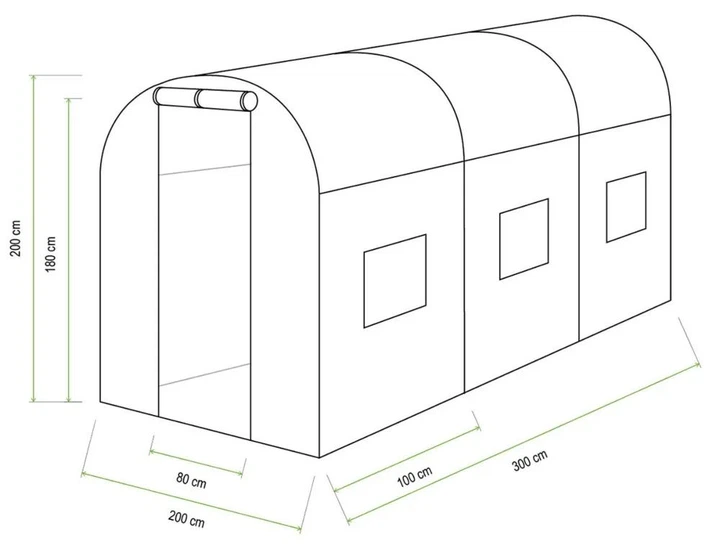 Теплиця Cultivo 2x3x2 м ПЕ плівка 6м2 біла 3 секції (001863) - изображение 2