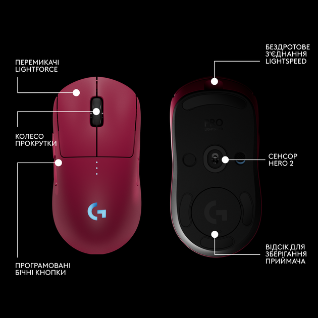 Мышь Logitech G Pro 2 LightSpeed Wireless (910-007309) Pink - Фото 8 Мышь Logitech G Pro 2 LightSpeed Wireless (910-007309) Pink - изображение 8