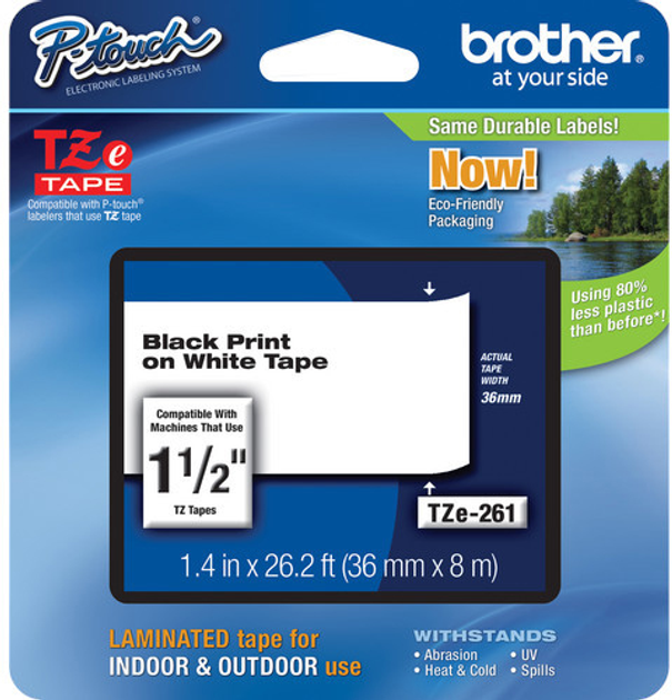 Taśma Brother TZe-261CIV Laminated 36 mm 8 m 20 Pack Black/White (BROTTZ261C) - obraz 3
