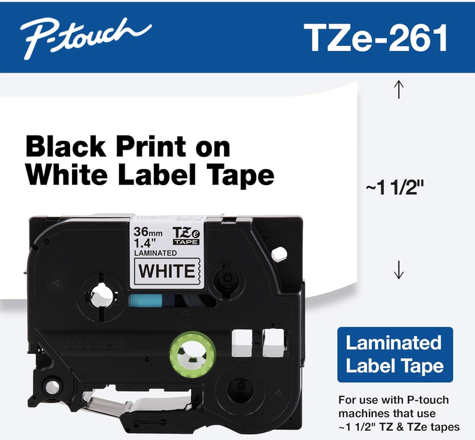 Taśma Brother TZe-261CIV Laminated 36 mm 8 m 20 Pack Black/White (BROTTZ261C) - obraz 5
