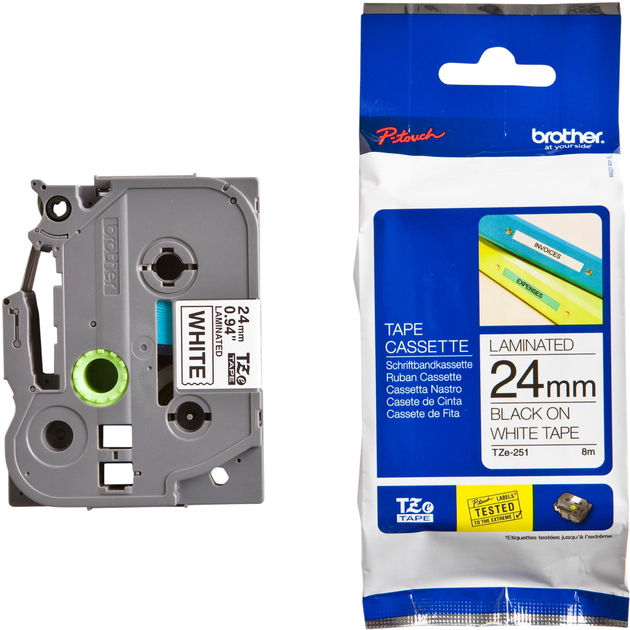 Taśma Brother TZE-N251 Laminated 24 mm 8 m Black/White (BROTTZN251) - obraz 3
