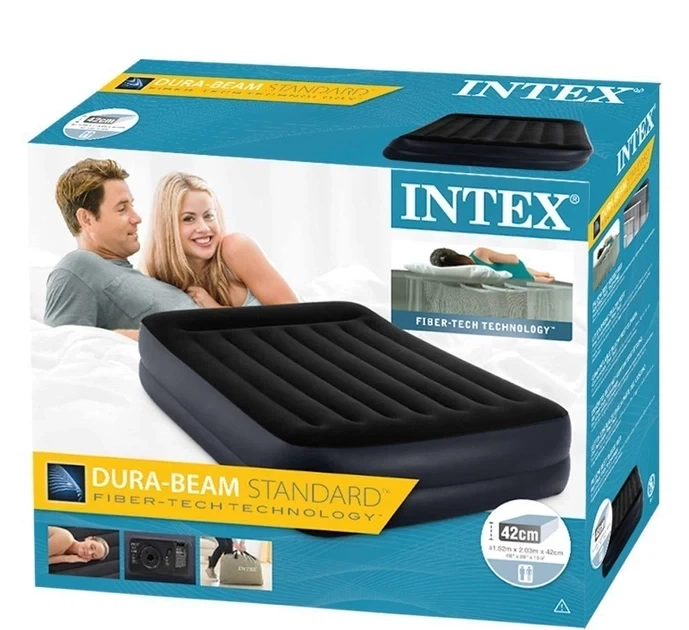 Двуспальная надувная кровать со встроенным электронасосом 152x203x42 см Intex 64124 Черный - Фото 7 Двуспальная надувная кровать со встроенным электронасосом 152x203x42 см Intex 64124 Черный - изображение 7