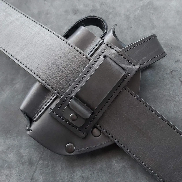 Поясная кобура Пеламе ДОТ из натуральной кожи на скобе для ПМ BLACK - изображение 2