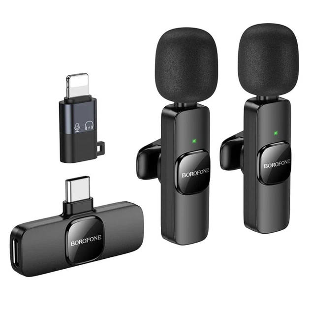 Беспроводная микрофонная система BOROFONE BFK15 Dual-mic lavalier wireless digital microphone (iP/Type-C) Black 6941991117107 - изображение 2