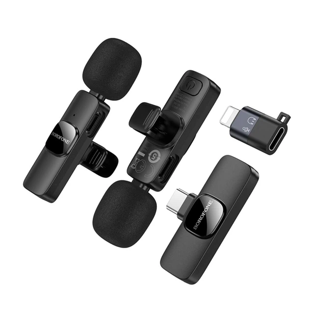 Беспроводная микрофонная система BOROFONE BFK15 Dual-mic lavalier wireless digital microphone (iP/Type-C) Black 6941991117107 - изображение 4