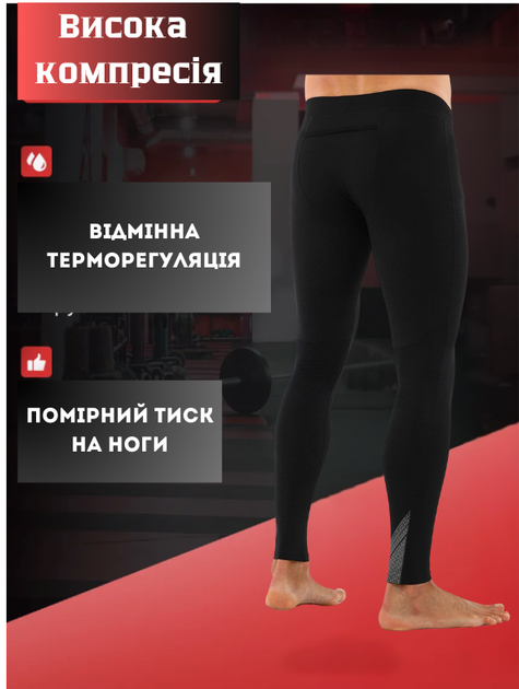 Компрессионные штаны леггинсы тайтсы Joma RUNNING NIGHT 101779-100 (полиэстер, эластан, L, 230г, черный) - изображение 2