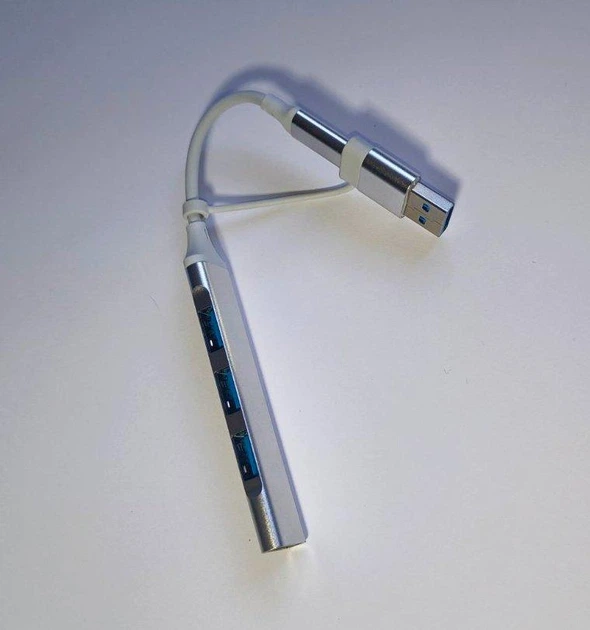 USB-хаб концентратор USB C-809 USB 3.0 Type-C/Type-A на 4 порта: 1 x USB 3.0 3 x USB 2.0 Металл, серебристый (L147) - изображение 11