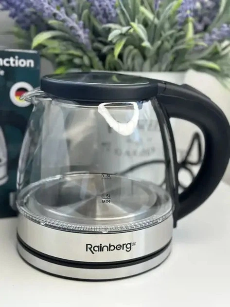 Прозрачный маленький электрочайник 1.2 л 2200W Rainberg RB-2251 Pro - изображение 5