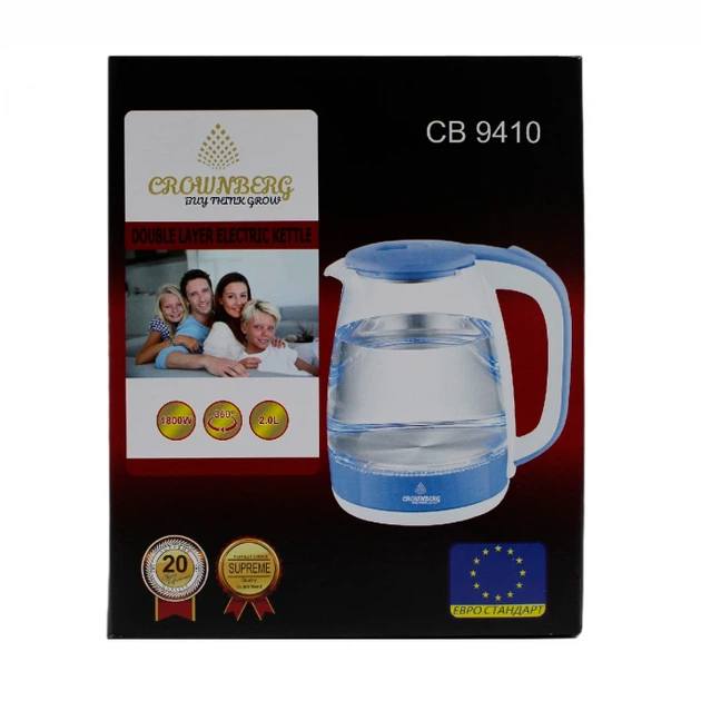 Электрочайник 1800Вт 2л Crownberg CB-9410B Pro Голубой - Фото 3 Электрочайник 1800Вт 2л Crownberg CB-9410B Pro Голубой - изображение 3