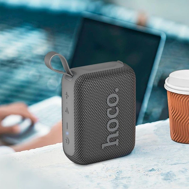 Компактна портативна бездротова Bluetooth колонка акустика HOCO HC28 Melody sports BT speaker 1200 мАг з вбудованим мікрофоном |BT5.4, USB, TF, FM, TWS, 8W, 3h| Сірий - зображення 2