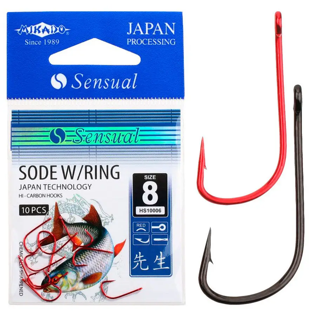 Гачок Mikado Sensual Sode №12 (вушко) 10шт. (red) HS10006-12R - Фото 1 Гачок Mikado Sensual Sode №12 (вушко) 10шт. (red) HS10006-12R - изображение 1