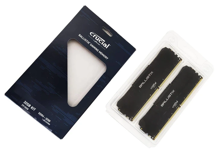 Модуль памяти Crucial DDR4 32Gb (2x16) Ballistix Black 3200 MHz