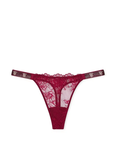 Трусики Стрінги зі Стразами Victoria's Secret (2163389432597) Very Sexy Shine Strap Rose Lace Thong Panty XS бордові - Фото 3 Трусики Стрінги зі Стразами Victoria's Secret (2163389432597) Very Sexy Shine Strap Rose Lace Thong Panty XS бордові - зображення 3