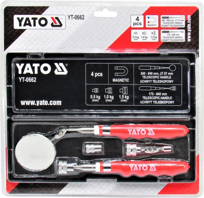 Набор проверочный смотровой YATO зеркало держатель магнит телескоп YT-0662 - Фото 8 Набор проверочный смотровой YATO зеркало держатель магнит телескоп YT-0662 - изображение 8