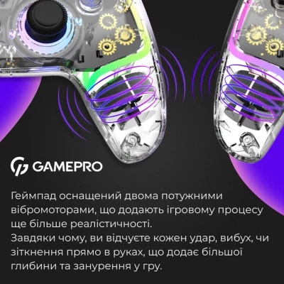 Геймпад GamePro GPS13T BT 5.3/USB/PC/iOS/Android/PS3/PS4 RGB Transparent (GPS13T) - Фото 7 Геймпад GamePro GPS13T BT 5.3/USB/PC/iOS/Android/PS3/PS4 RGB Transparent (GPS13T) - зображення 7