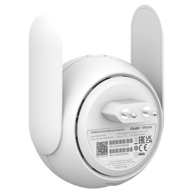 Двохдіапазонний Mesh Wi-Fi репітер Ruijie Reyee RG-EW1200R 2.4 GHz 300 Mbps 5 GHz 867 Mbps ретранслятор для дому підсилювач сигналу (YU-GT_33A) - зображення 4