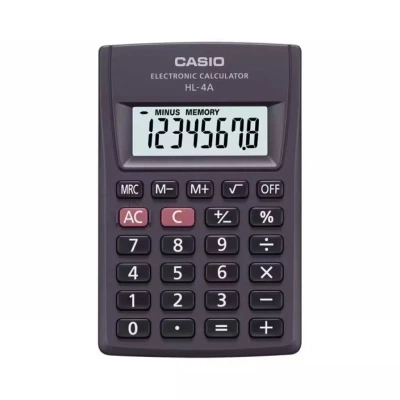 Калькулятор Casio HL-4A-W-EP, черный (CALC-CAS-HL-4A-W-EP) - Фото 1 Калькулятор Casio HL-4A-W-EP, черный (CALC-CAS-HL-4A-W-EP) - изображение 1
