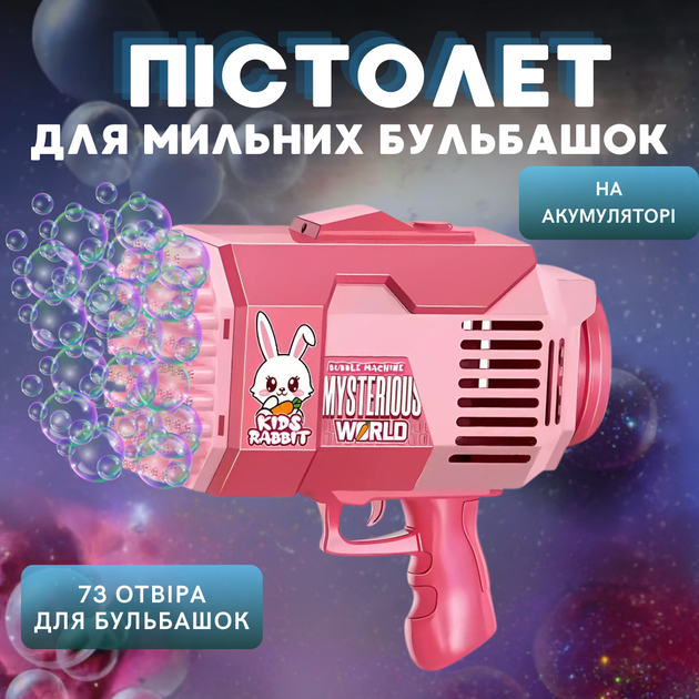 Генератор мыльных пузырей, мыльные пузыри для детей, пистолет для мыльных пузырей на аккумуляторе, розовый KB1284_Pink - Фото 1 Генератор мыльных пузырей, мыльные пузыри для детей, пистолет для мыльных пузырей на аккумуляторе, розовый KB1284_Pink - изображение 1