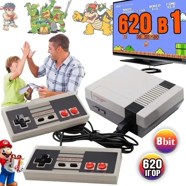 Игровая приставка с двумя джойстиками NES Game Retro 620 игр Mini Game 8 бит 7724 - Фото 2 Игровая приставка с двумя джойстиками NES Game Retro 620 игр Mini Game 8 бит 7724 - изображение 2