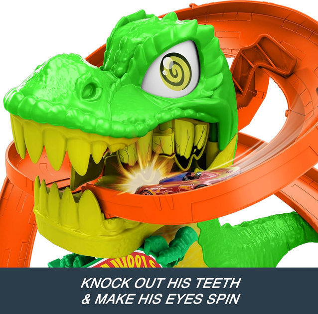 Автомобільний трек Mattel Hot Wheels Monster City T-Rex Blaze Battle JBM73 (0194735264186) - зображення 8