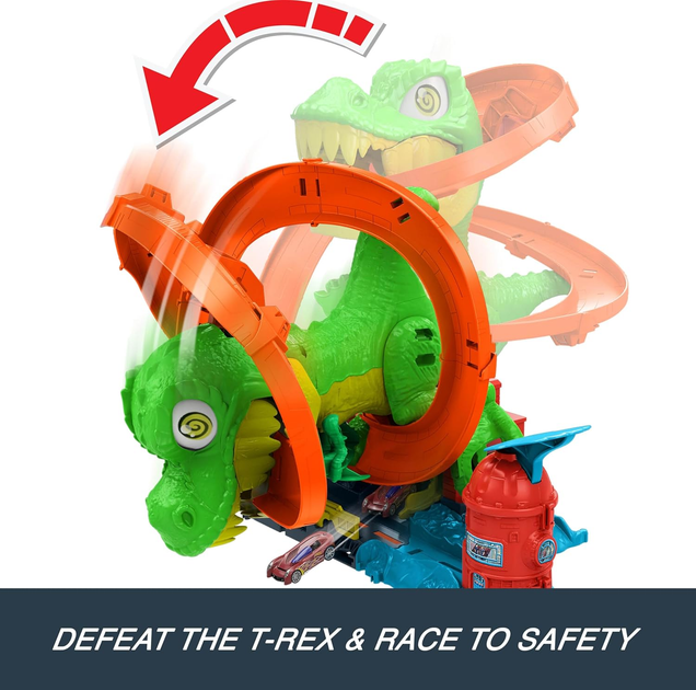 Автомобільний трек Mattel Hot Wheels Monster City T-Rex Blaze Battle JBM73 (0194735264186) - зображення 9
