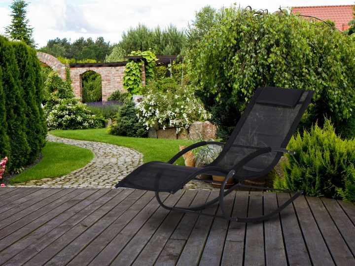 Leżak ogrodowy bujany ModernHome by Multistore czarny (PL058 BLACK) - obraz 7