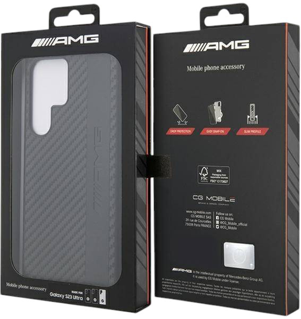 Панель Mercedes AMG Carbon Stripe Embossed для Samsung Galaxy S23 Ultra Чорний (3666339113117) - зображення 8