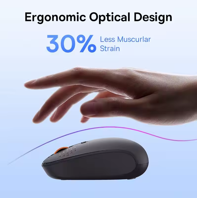 Беспроводная бесшумная мышка Baseus F01A Wireless Mouse 2.4GHz - Фото 6 Беспроводная бесшумная мышка Baseus F01A Wireless Mouse 2.4GHz - изображение 6