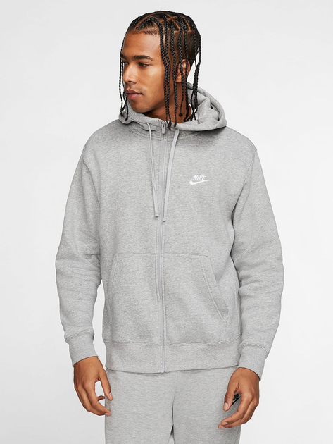 Толстовка на флісі на блискавці чоловіча Nike M Nsw Club Hoodie Fz Bb BV2645-063 L Сіра (193147702569) - зображення 1