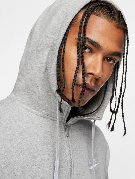 Толстовка на флісі на блискавці чоловіча Nike M Nsw Club Hoodie Fz Bb BV2645-063 L Сіра (193147702569) - зображення 4
