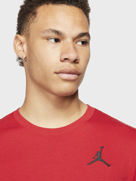 Футболка хлопковая длинная мужская Jordan M J Jumpman Emb Ss Crew DC7485-687 L Червона (195238739546) - зображення 4