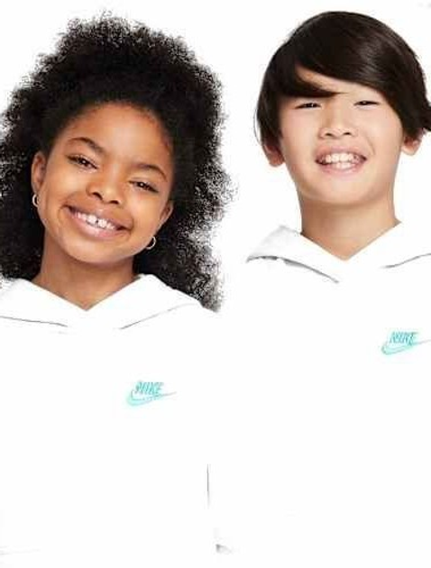 Підліткове тепле худі для дівчинки Nike K Nsw Club Flc Hdy Lbr FD3000-025 146-152 см (L) Біле (197859918683) - зображення 3