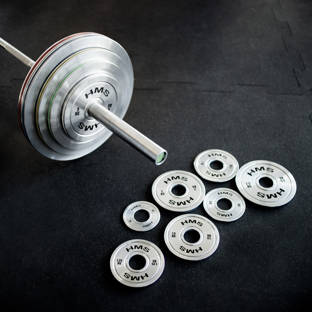 Zestaw talerzy olimpijskich stalowych kalibrowanych HMS TOS 2 x 0.25 - 1.25 kg o łącznej wadze 6 kg (5908261683268) - obraz 5