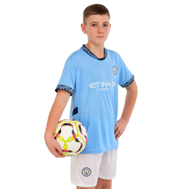 Форма футбольна дитяча із символікою футбольного клубу MANCHESTER CITY HAALAND 9 домашня 2025 SP-Sport CO-4620 (розмір 30 (150-160см), блакитно-білий) - зображення 7