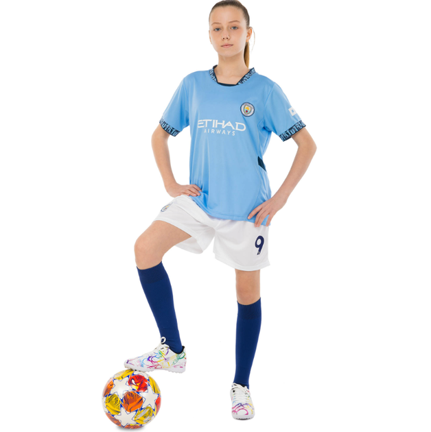 Форма футбольна дитяча із символікою футбольного клубу MANCHESTER CITY HAALAND 9 домашня 2025 SP-Sport CO-4620 (розмір 30 (150-160см), блакитно-білий) - зображення 18