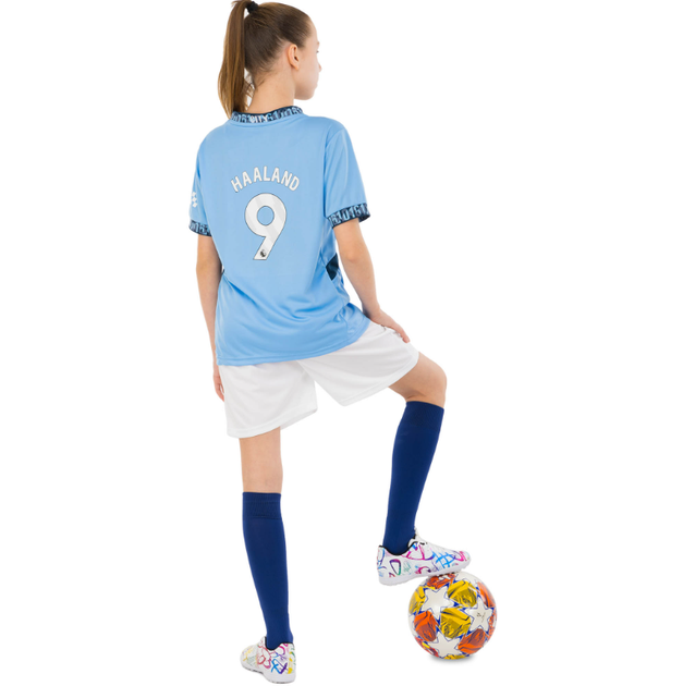 Форма футбольна дитяча із символікою футбольного клубу MANCHESTER CITY HAALAND 9 домашня 2025 SP-Sport CO-4620 (розмір 30 (150-160см), блакитно-білий) - зображення 19