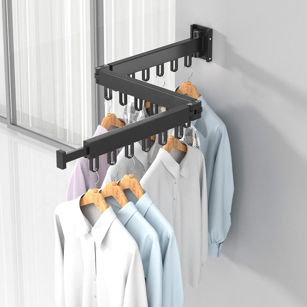 Раскладная настенная вешалка-сушилка Easy Dry 101x23х10х6.5см LS-7828 Black - изображение 3