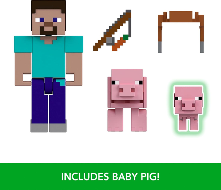 Фігурки Mattel Minecraft Deluxe Steve & Pigs HTL88 (0194735193820) - зображення 4