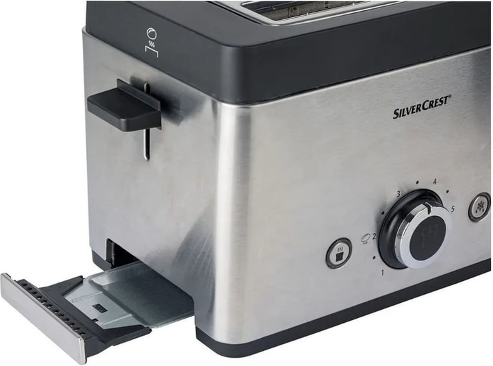 Тостер SilverCrest 850 Вт срібного кольору з двома слотами та регулюванням ступеня підсмаження - изображение 4