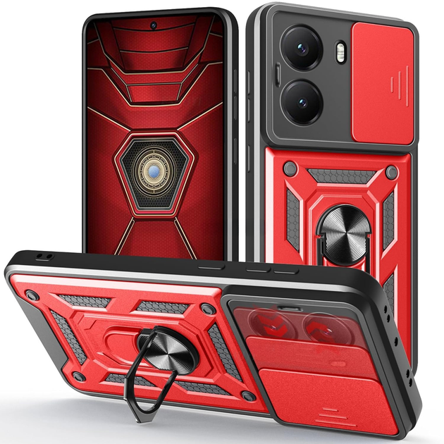 Чохол Fiji Camera Defence для Poco X7 Pro бампер із захистом камери та підставкою Red - Фото 1 Чохол Fiji Camera Defence для Poco X7 Pro бампер із захистом камери та підставкою Red - зображення 1