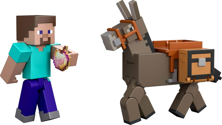 Figurki Mattel Minecraft Deluxe Steve & Donkey JCN54 (0194735273621) - obraz 3