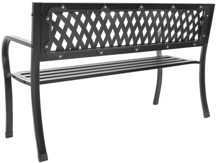 Ławka ażurowa ogrodowa ModernHome by Multistore z oparciem Black (5904265074088) - obraz 3