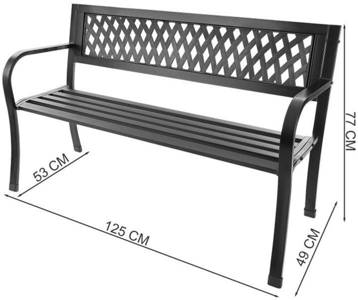 Ławka ażurowa ogrodowa ModernHome by Multistore z oparciem Black (5904265074088) - obraz 8