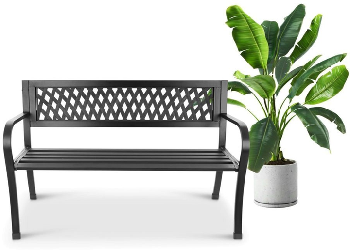 Ławka ażurowa ogrodowa ModernHome by Multistore z oparciem Black (5904265074088) - obraz 9