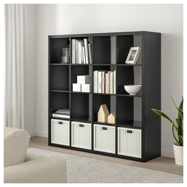 Стелаж KALLAX 147x147 см IKEA 102.758.62 чорний/коричневий - зображення 5